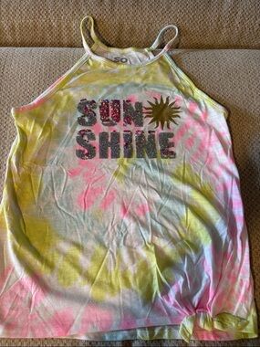 SO Pastel Tie-Dye 'Sun Shine' Glitter Tank - Yellow, Pink, Blue